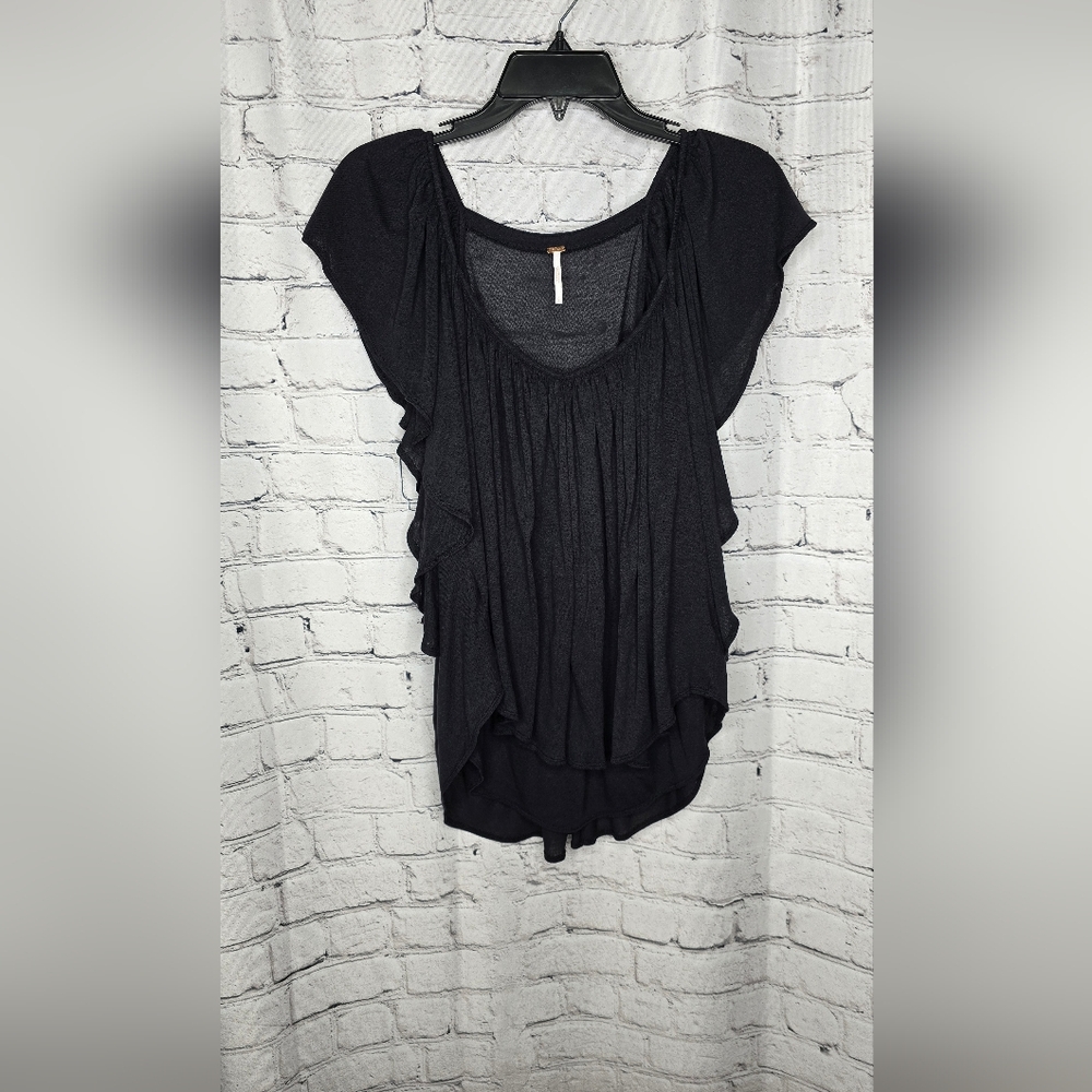 Free People Black Flowy Boho Top Size Small